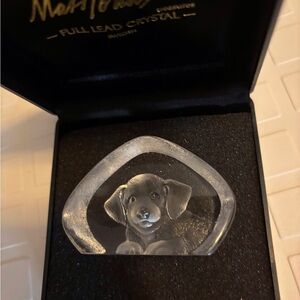 Mats Jonasson Dog-Miniature Crystal Etched Sculpture